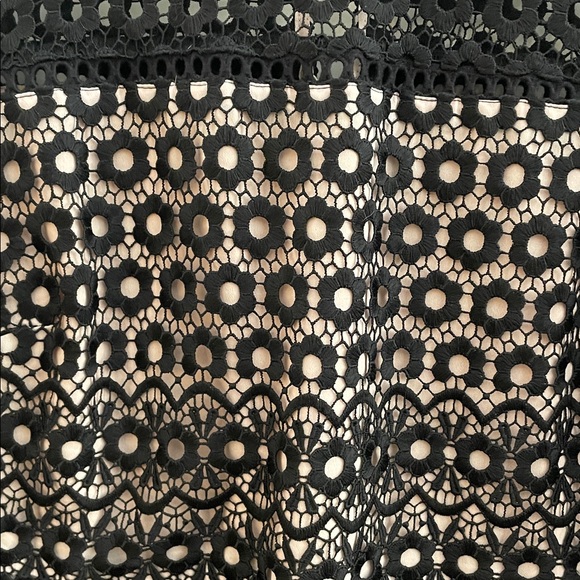 Holidays! J. Crew Black Daisy Lace Eyelet Bell Sleeve Mini Dress Women 10 EUC - Picture 7 of 11